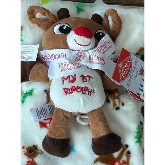 NWT Rudolph The Red-Nosed Reindeer Baby’s 1st Christmas Blanket & Plush Gift Set - Picture 3 of 5